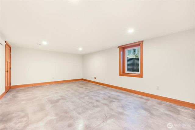 2518 S Park Dr, Bellingham, WA 98225 - spare room featuring recessed lighting, baseboards, and concrete flooring