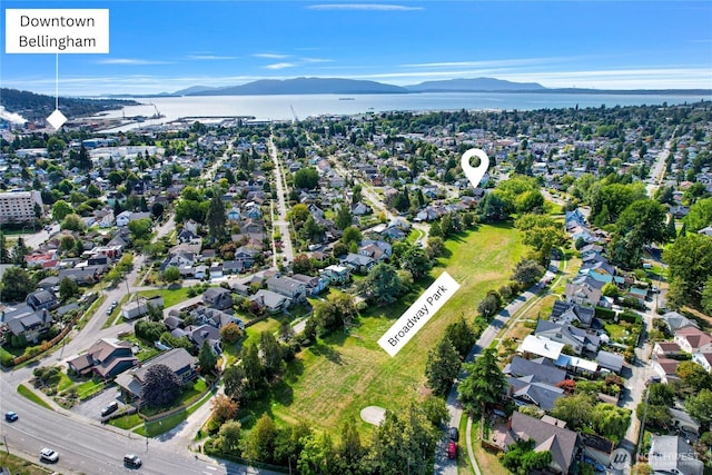 2518 S Park Dr, Bellingham, WA 98225 - aerial view of property's location featuring a water and mountain view