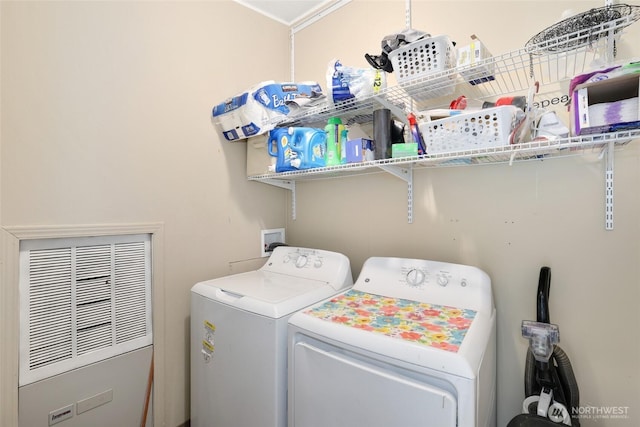 486 Justus Rd, Cinebar, WA 98533 - laundry area with independent washer and dryer and a heating unit