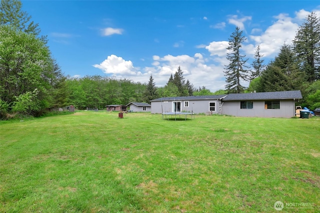 486 Justus Rd, Cinebar, WA 98533 - view of green lawn featuring a trampoline
