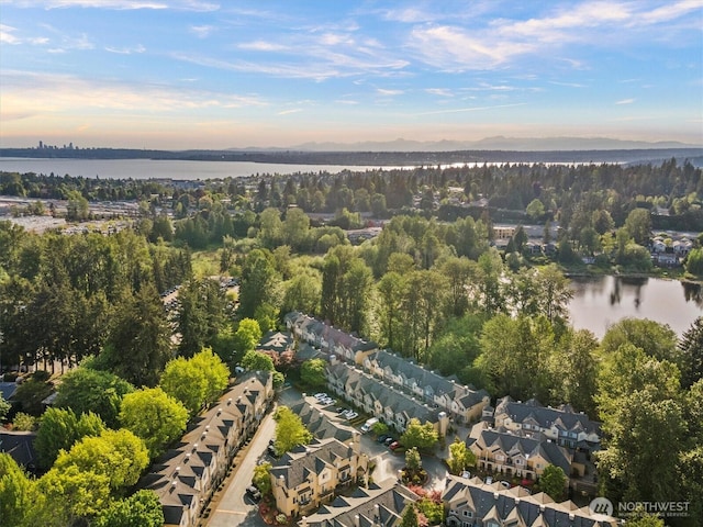 aerial view at dusk of a water view