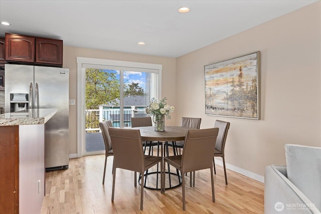 7344 125th Pl SE, Newcastle, WA 98056 - dining room with light wood-style floors, baseboards, and recessed lighting