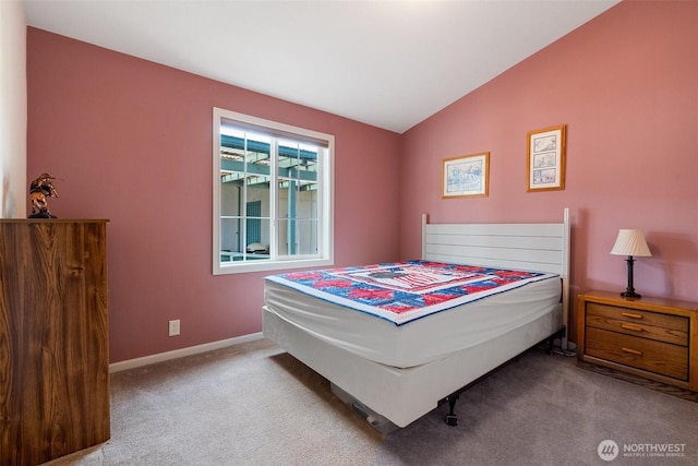 154 Mossyrock Rd W Unit 5, Mossyrock, WA 98564 - bedroom with carpet floors, vaulted ceiling, and baseboards