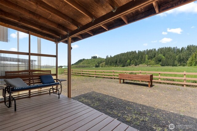 154 Mossyrock Rd W Unit 5, Mossyrock, WA 98564 - wooden deck featuring a view of rural / pastoral area and a view of trees