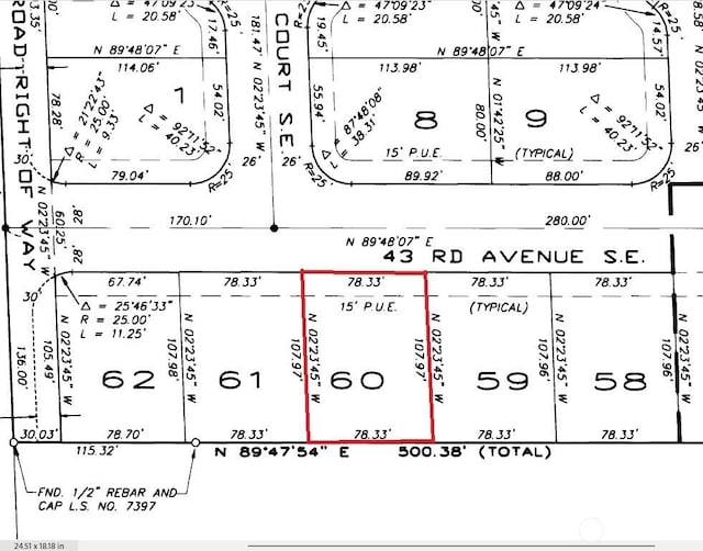 7509 43rd Ave SE, Lacey, WA 98503 - map showing property parcels