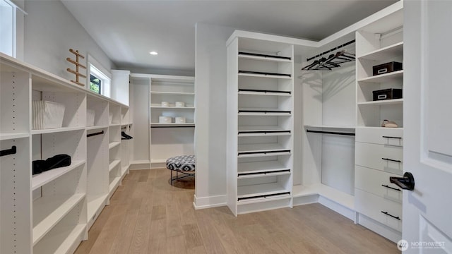 walk in closet featuring wood finished floors