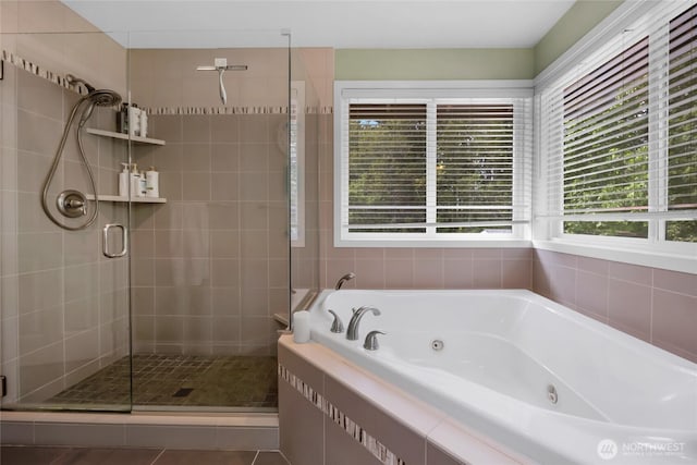 1401 241st St SE, Bothell, WA 98021 - full bath with healthy amount of natural light, a shower stall, and a tub with jets
