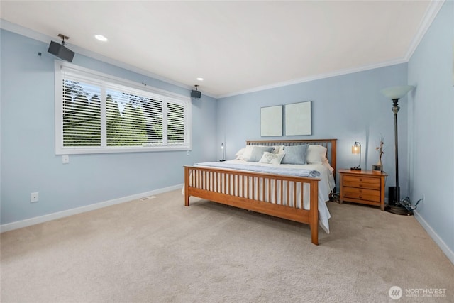 1401 241st St SE, Bothell, WA 98021 - bedroom featuring carpet floors, baseboards, crown molding, and recessed lighting