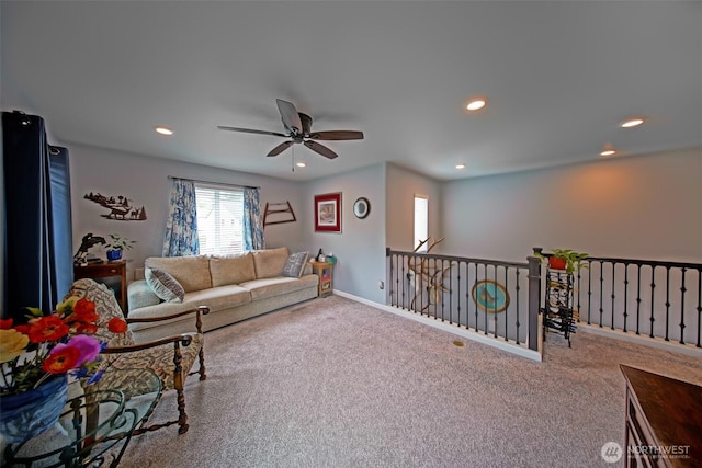 5042 Mariner St, Gig Harbor, WA 98332 - carpeted living area with ceiling fan, recessed lighting, and baseboards