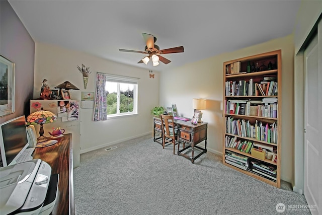 5042 Mariner St, Gig Harbor, WA 98332 - office with a ceiling fan, carpet, and baseboards