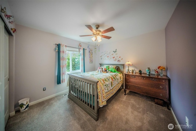 5042 Mariner St, Gig Harbor, WA 98332 - carpeted bedroom with baseboards and a ceiling fan