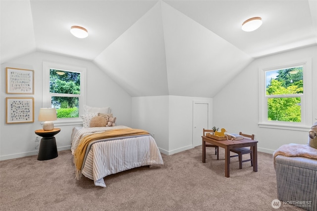 354 Summit Ave, Fircrest, WA 98466 - bedroom featuring vaulted ceiling, carpet flooring, and baseboards