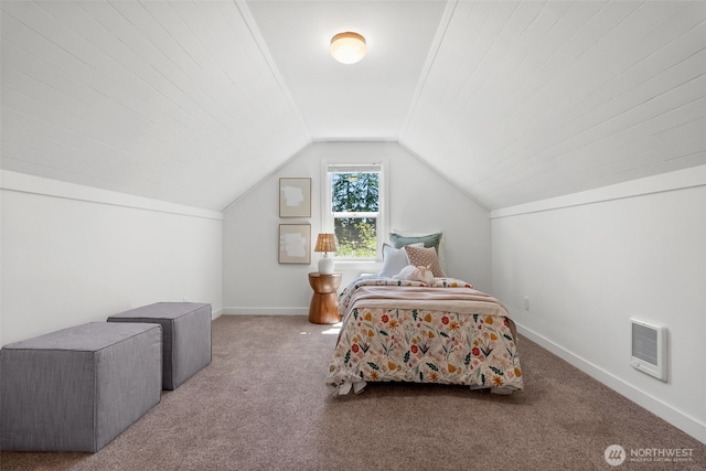 354 Summit Ave, Fircrest, WA 98466 - carpeted bedroom with vaulted ceiling, heating unit, and baseboards