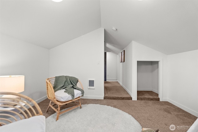354 Summit Ave, Fircrest, WA 98466 - living area with carpet, lofted ceiling, and baseboards