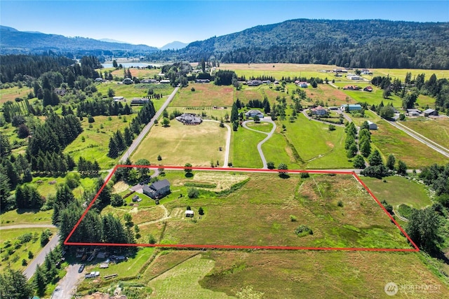 2470 Lee Way, Bellingham, WA 98226 - view of rural area featuring mountains, property boundaries highlighted, and a pastoral area