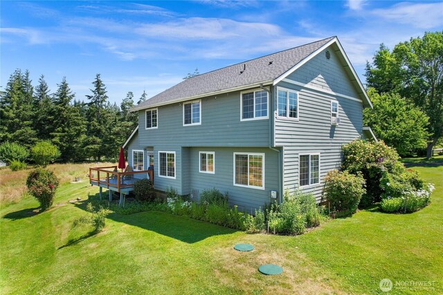 2470 Lee Way, Bellingham, WA 98226 - back of property featuring a wooden deck and a yard
