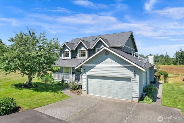 2470 Lee Way, Bellingham, WA 98226 - traditional-style home with driveway, an attached garage, a front yard, and a porch