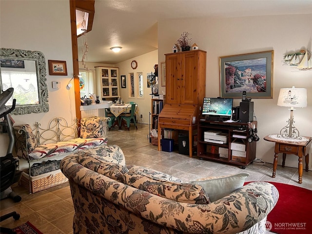 200 NE Tee Lake Pines Rd, Tahuya, WA 98588 - living room featuring lofted ceiling