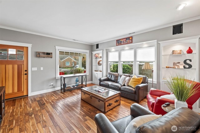 515 4th Ave SW, Puyallup, WA 98371 - living room with wood finished floors, ornamental molding, and baseboards