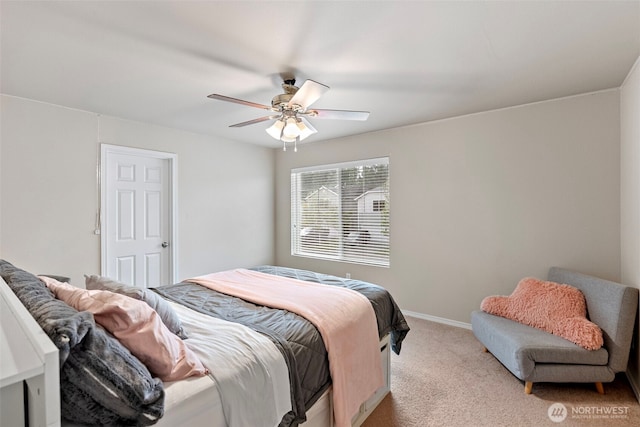 21032 Nordby Dr NW, Poulsbo, WA 98370 - bedroom featuring light carpet, ceiling fan, and baseboards