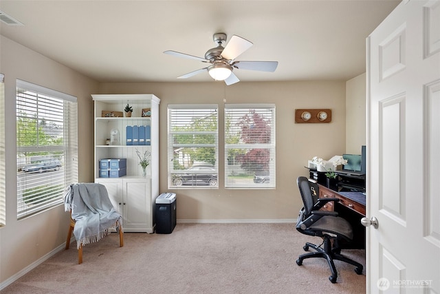 21032 Nordby Dr NW, Poulsbo, WA 98370 - office with carpet flooring, a ceiling fan, and baseboards