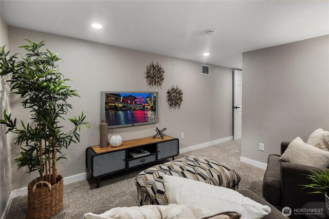 1602 NW 83rd St, Seattle, WA 98117 - living area featuring carpet flooring, baseboards, and recessed lighting