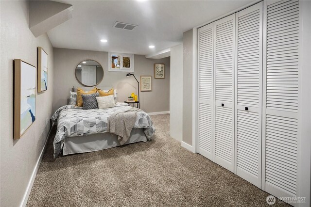1602 NW 83rd St, Seattle, WA 98117 - bedroom featuring carpet, baseboards, recessed lighting, and a closet