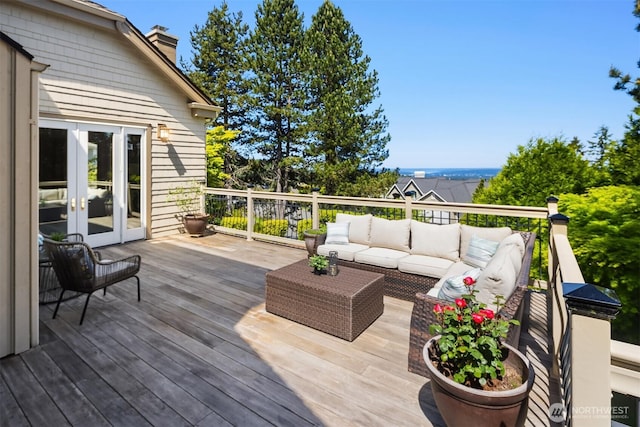 5874 169th Ave SE, Bellevue, WA 98006 - deck featuring french doors and an outdoor hangout area