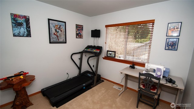 71 E N Bay Pl, Allyn, WA 98524 - workout room featuring carpet floors and baseboards