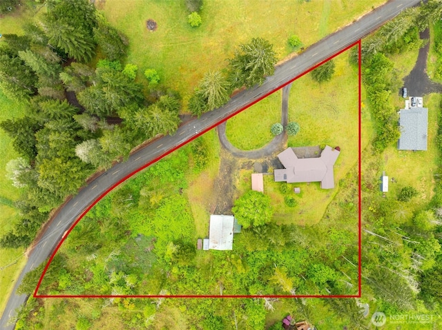 aerial view of property's location with property boundaries highlighted