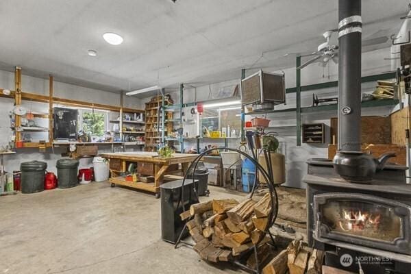 storage featuring ceiling fan