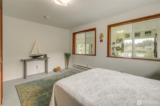 bedroom with a baseboard radiator