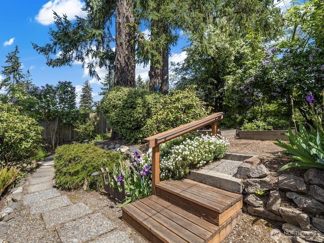 view of yard featuring fence
