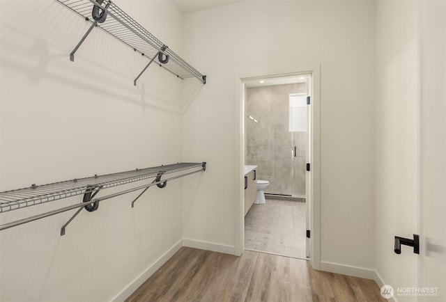 walk in closet featuring light wood-type flooring