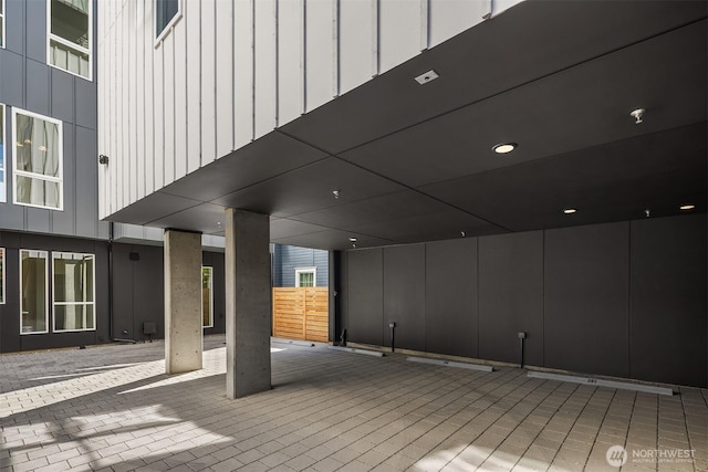 view of patio featuring fence