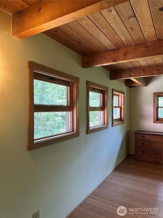 5790 NE Old Mill Rd NE, Bainbridge Island, WA 98110 - unfurnished room featuring wooden ceiling, beam ceiling, and wood finished floors