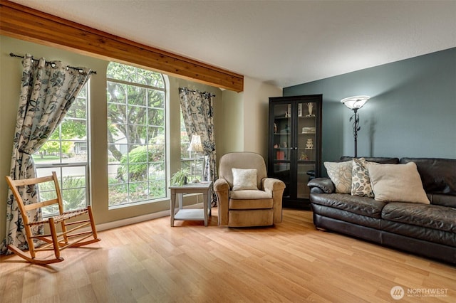 231 Valley Way, Woodland, WA 98674 - living room with wood finished floors and beam ceiling