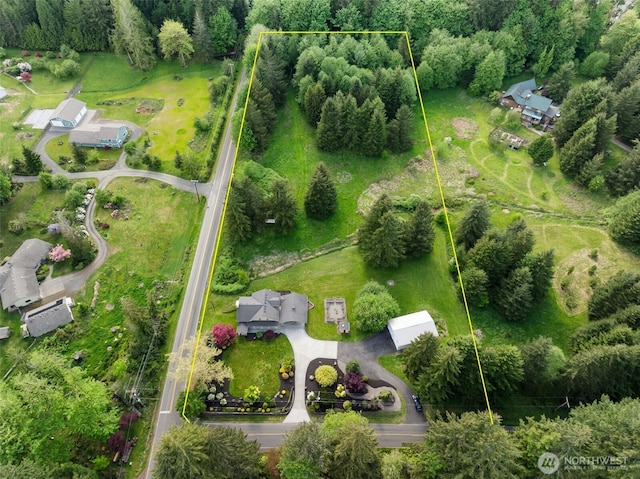 aerial view of property's location with property boundaries highlighted