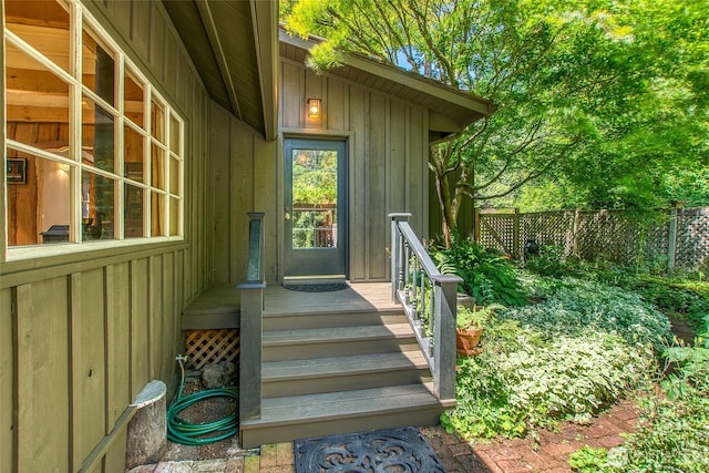 1472 White Beach Rd, Orcas Island, WA 98280 - view of exterior entry with board and batten siding