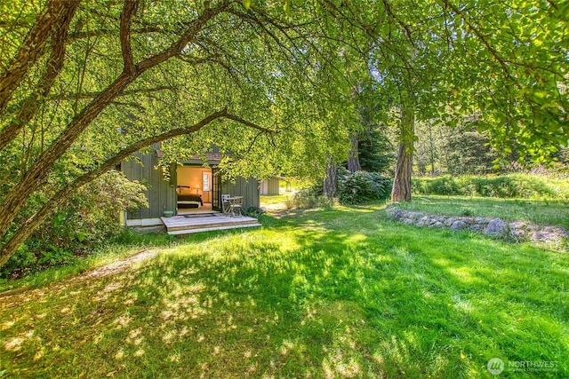 1472 White Beach Rd, Orcas Island, WA 98280 - view of green lawn featuring an outbuilding