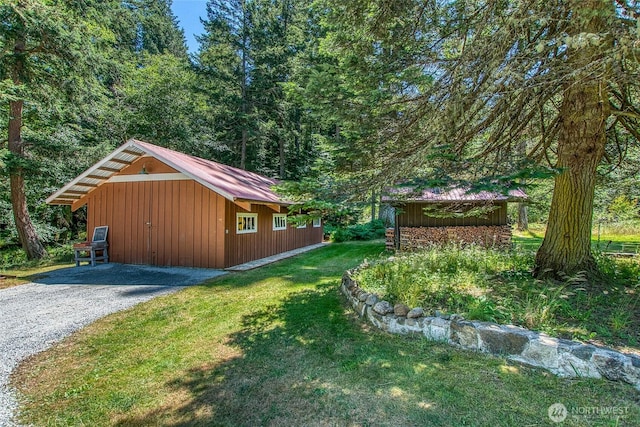 1472 White Beach Rd, Orcas Island, WA 98280 - view of green lawn featuring an outdoor structure
