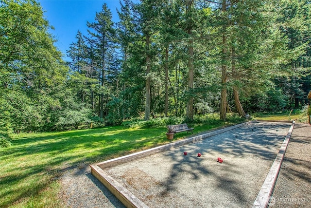 1472 White Beach Rd, Orcas Island, WA 98280 - view of community featuring a game area, a yard, and a forest view