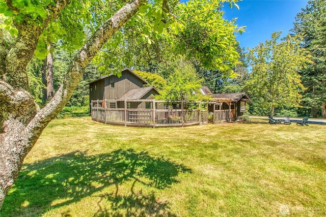 1472 White Beach Rd, Orcas Island, WA 98280 - view of grassy yard featuring a deck