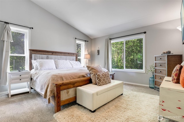 20121 3rd Ave NW, Arlington, WA 98223 - bedroom featuring vaulted ceiling, light carpet, and baseboards