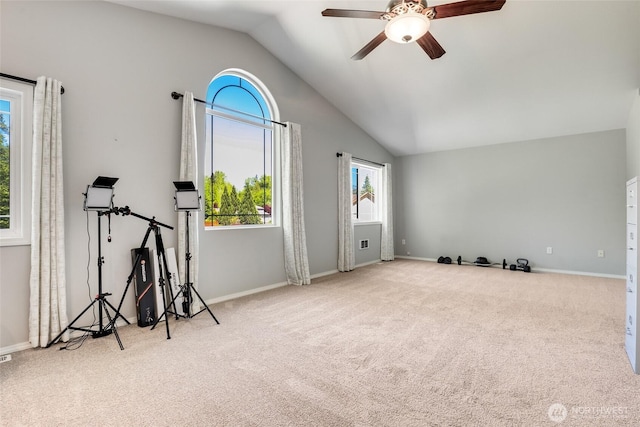 20121 3rd Ave NW, Arlington, WA 98223 - interior space featuring lofted ceiling, carpet floors, ceiling fan, and baseboards