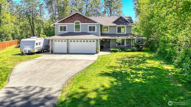 20121 3rd Ave NW, Arlington, WA 98223 - view of front facade with asphalt driveway, a garage, roof with shingles, and a porch