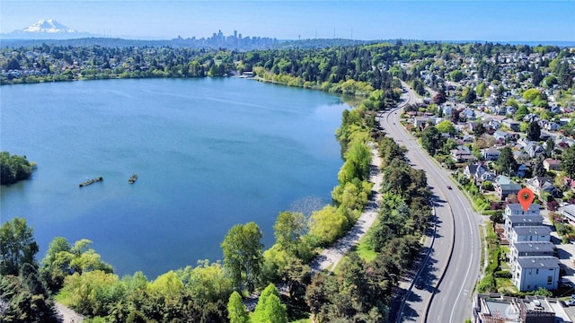 aerial view of a nearby body of water