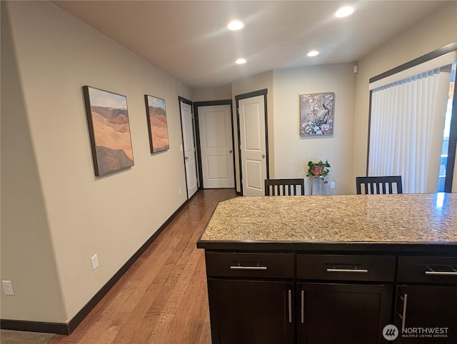 3447 Barry Pl, Mount Vernon, WA 98274 - kitchen with baseboards, light countertops, wood finished floors, and recessed lighting