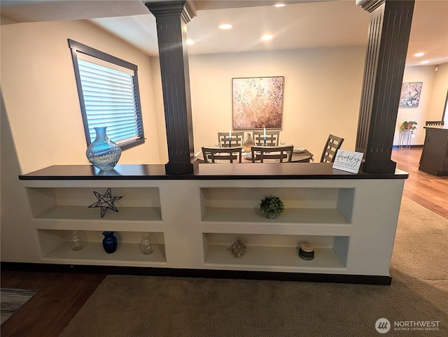 3447 Barry Pl, Mount Vernon, WA 98274 - detailed view of decorative columns, recessed lighting, and wood finished floors