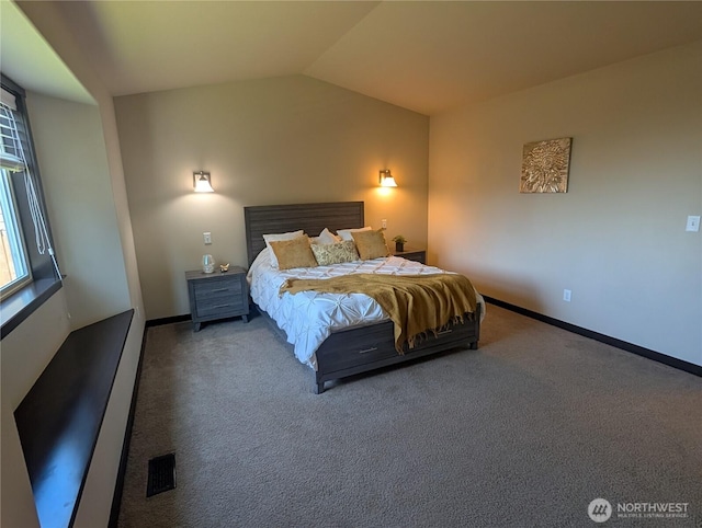 3447 Barry Pl, Mount Vernon, WA 98274 - bedroom with carpet flooring, lofted ceiling, and baseboards